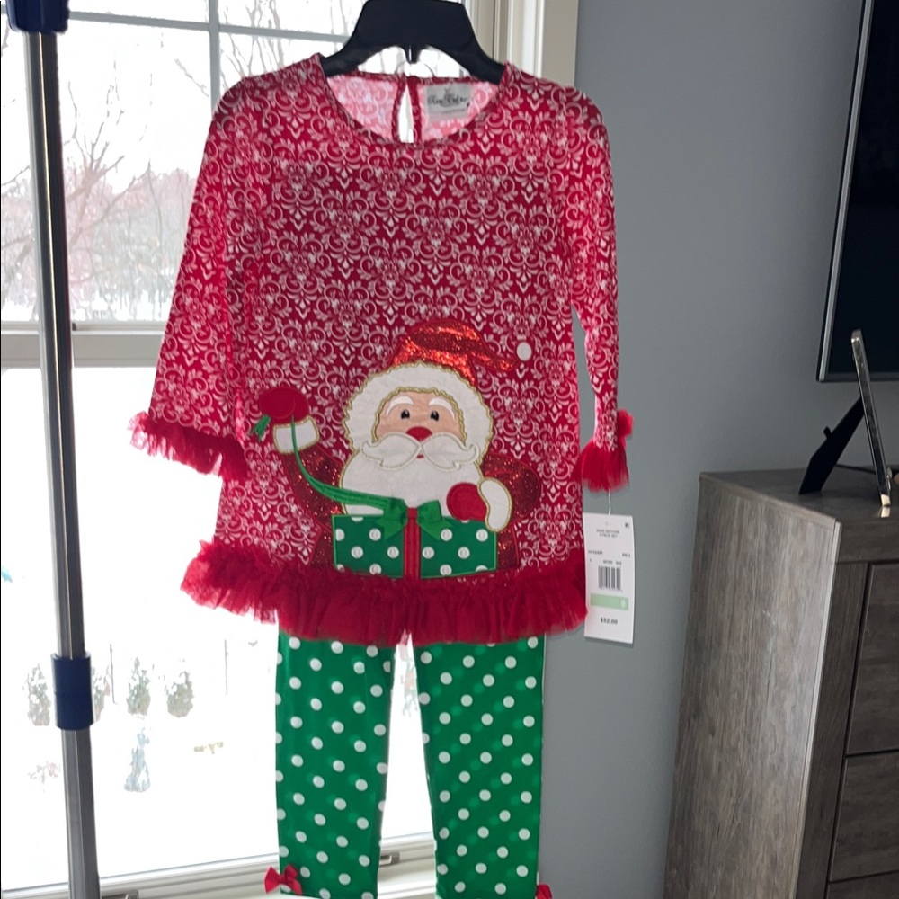 Rare Editions Festive Santa Pajama Set - Red and Green